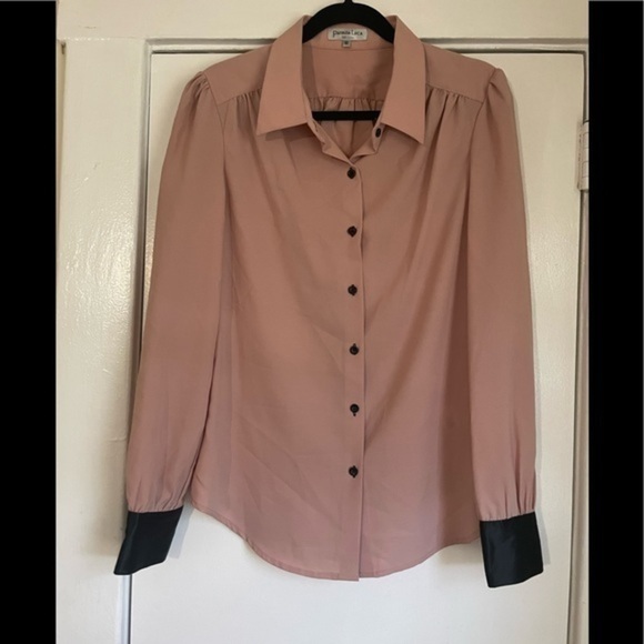 Patrizia Luca Blush and black Button Down top size Medium - Picture 2 of 7